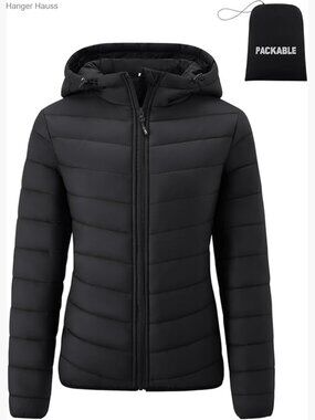 Packable Lightweight Quilted Puffer Jacket Hooded Winter Jacket with Storage Bag